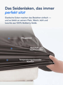 Spannbettlaken aus 100 % Maulbeerseide (OEKO-TEX) Dunkelgrau