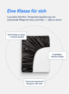 Spannbettlaken aus 100 % Maulbeerseide (OEKO-TEX) Schwarz