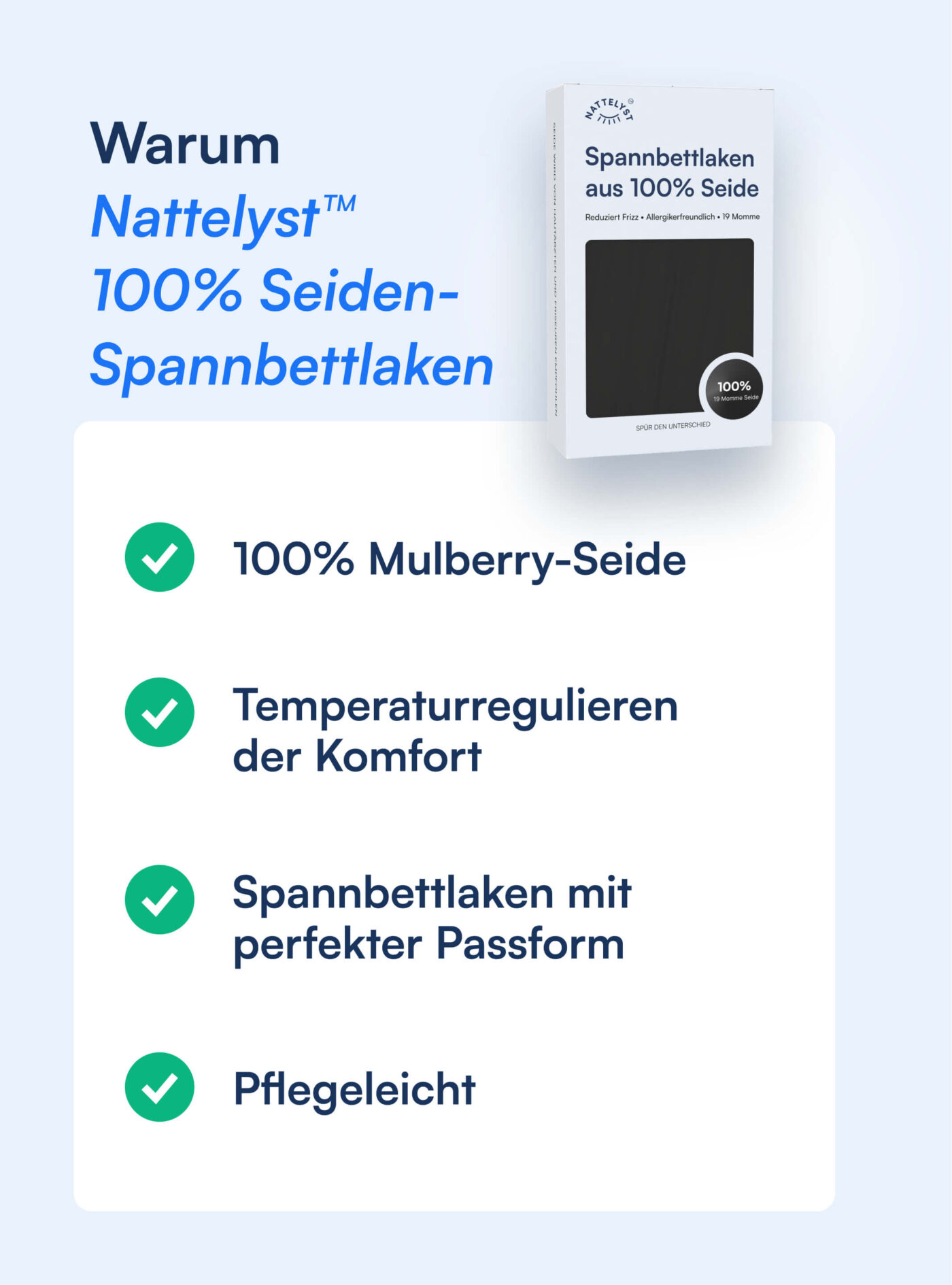 Spannbettlaken aus 100 % Maulbeerseide (OEKO-TEX) Schwarz