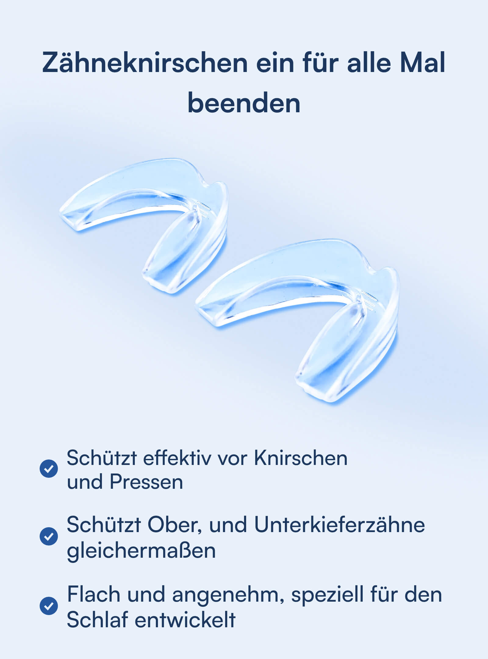 Paar transparente Mundschutz-Schienen Grind Guard, flach für Ober- und Unterkiefer gegen Zähneknirschen