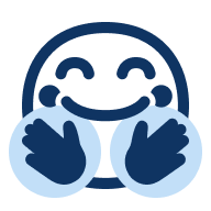 Lächelndes Umarmungs-Emoji mit geöffneten Händen vor dem Gesicht