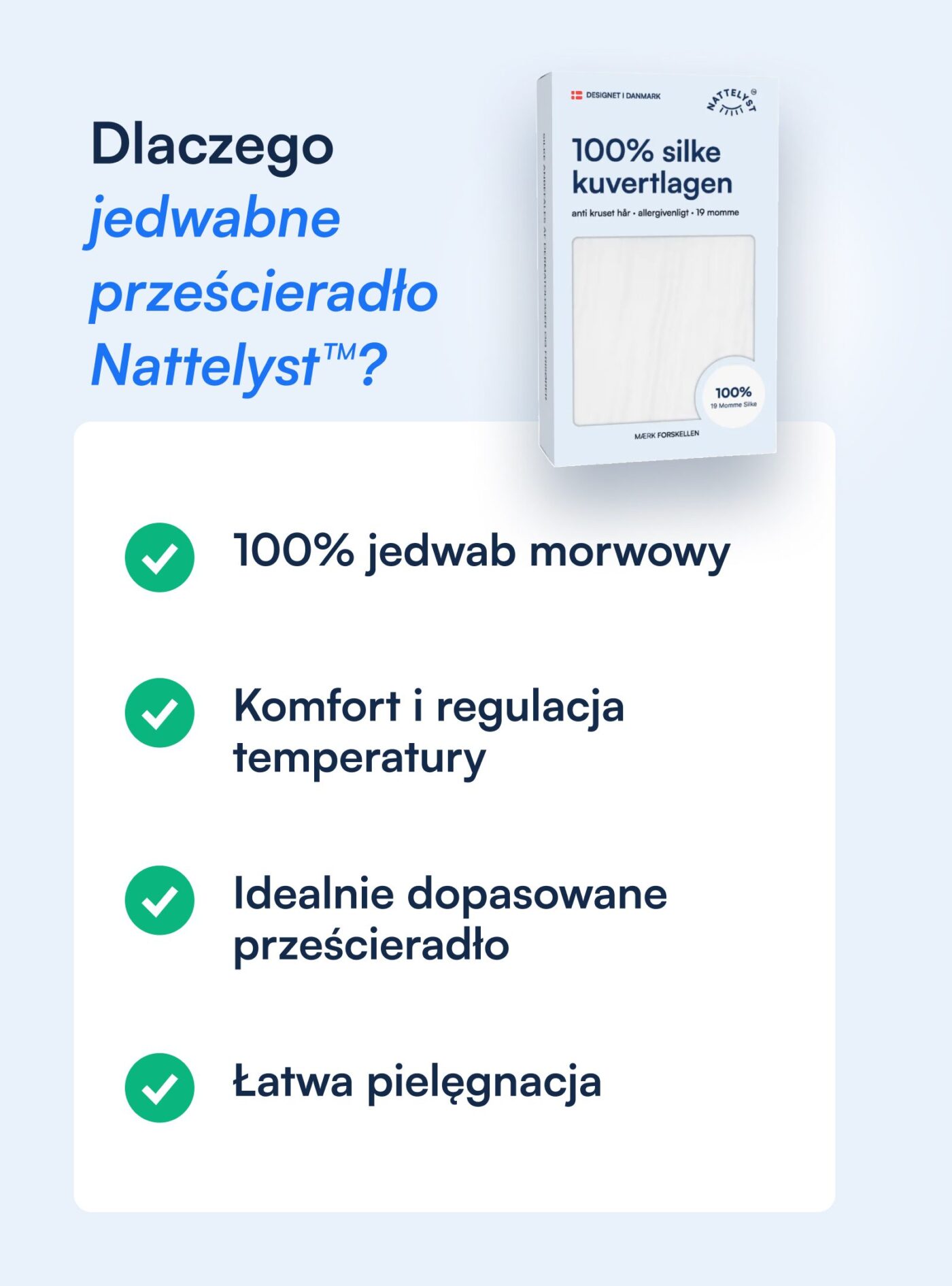 Prześcieradło z gumką ze 100% jedwabiu morwowego (OEKO-TEX) białe