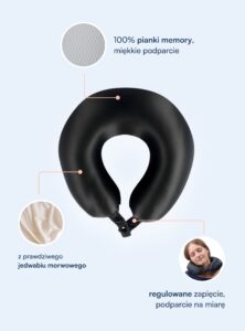 Poduszka podróżna ze 100% jedwabiu morwowego (OEKO-TEX)