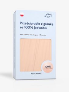Prześcieradło z gumką ze 100% jedwabiu morwowego (OEKO-TEX) beżowe