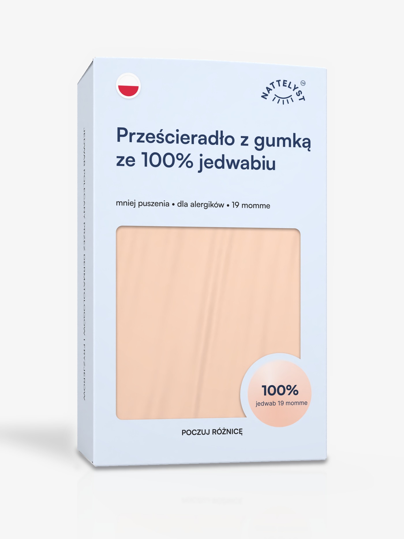 Prześcieradło z gumką ze 100% jedwabiu morwowego (OEKO-TEX) beżowe