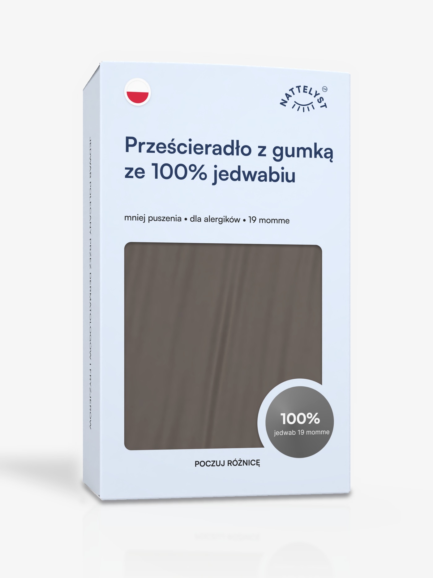 Prześcieradło z gumką ze 100% jedwabiu morwowego (OEKO-TEX) ciemnoszare
