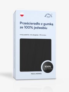 Prześcieradło z gumką ze 100% jedwabiu morwowego (OEKO-TEX) czarne