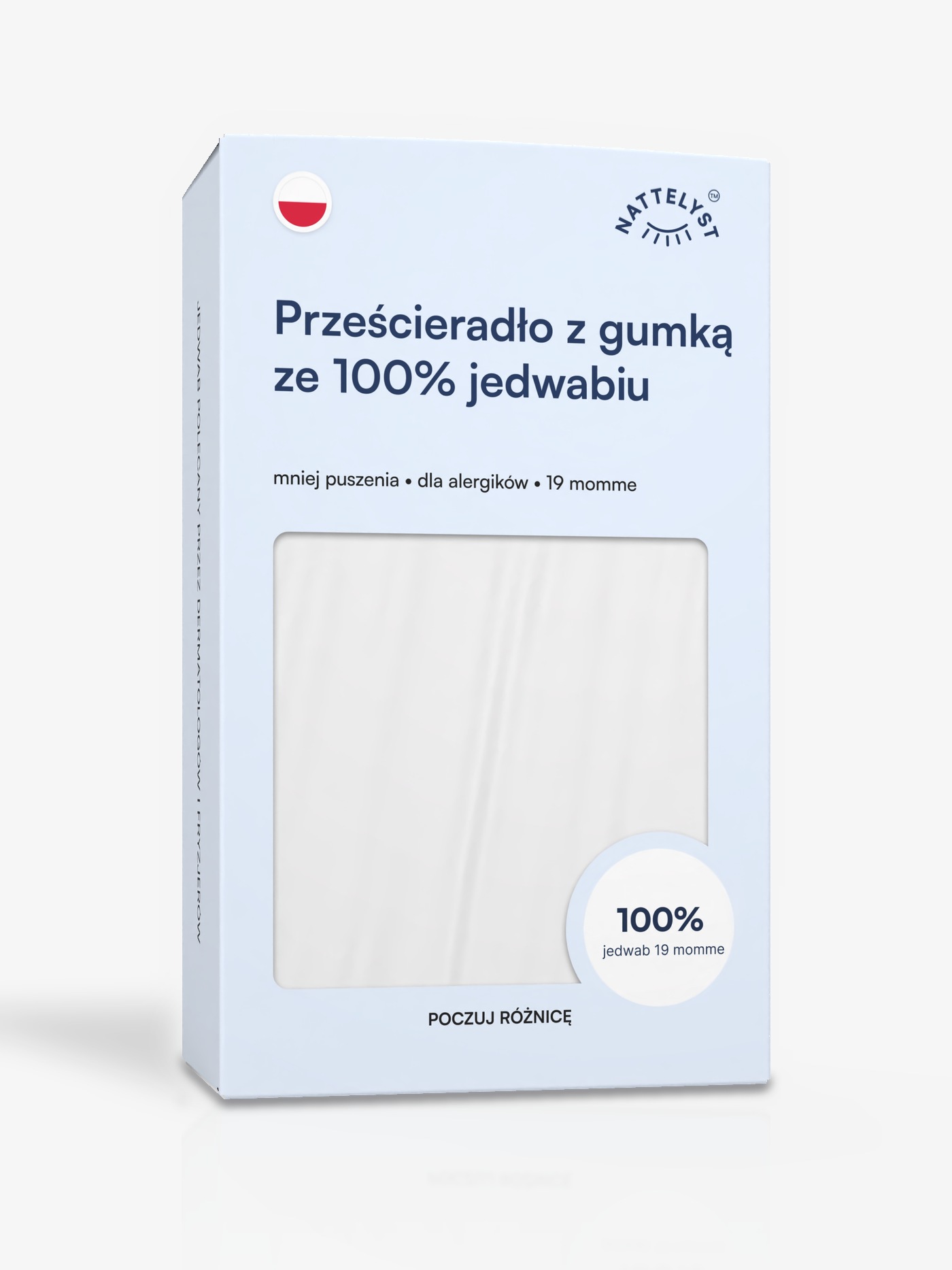 Prześcieradło z gumką ze 100% jedwabiu morwowego (OEKO-TEX) białe
