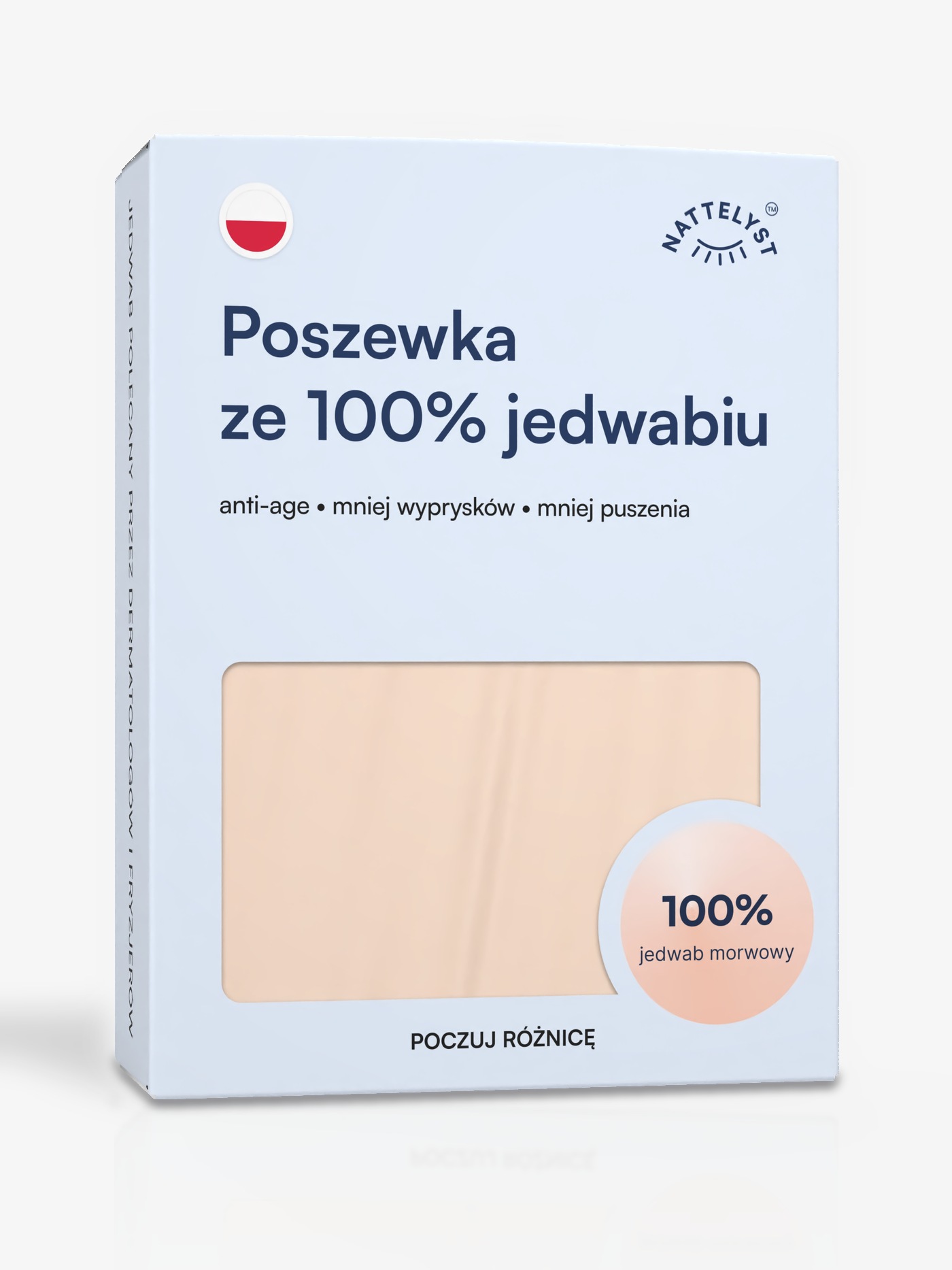 Poszewka ze 100% jedwabiu morwowego (OEKO-TEX) beżowa