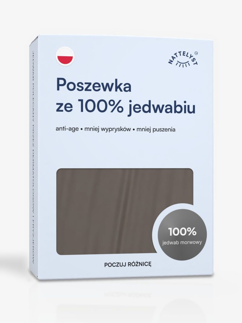 Poszewka ze 100% jedwabiu morwowego (OEKO-TEX) ciemnoszara