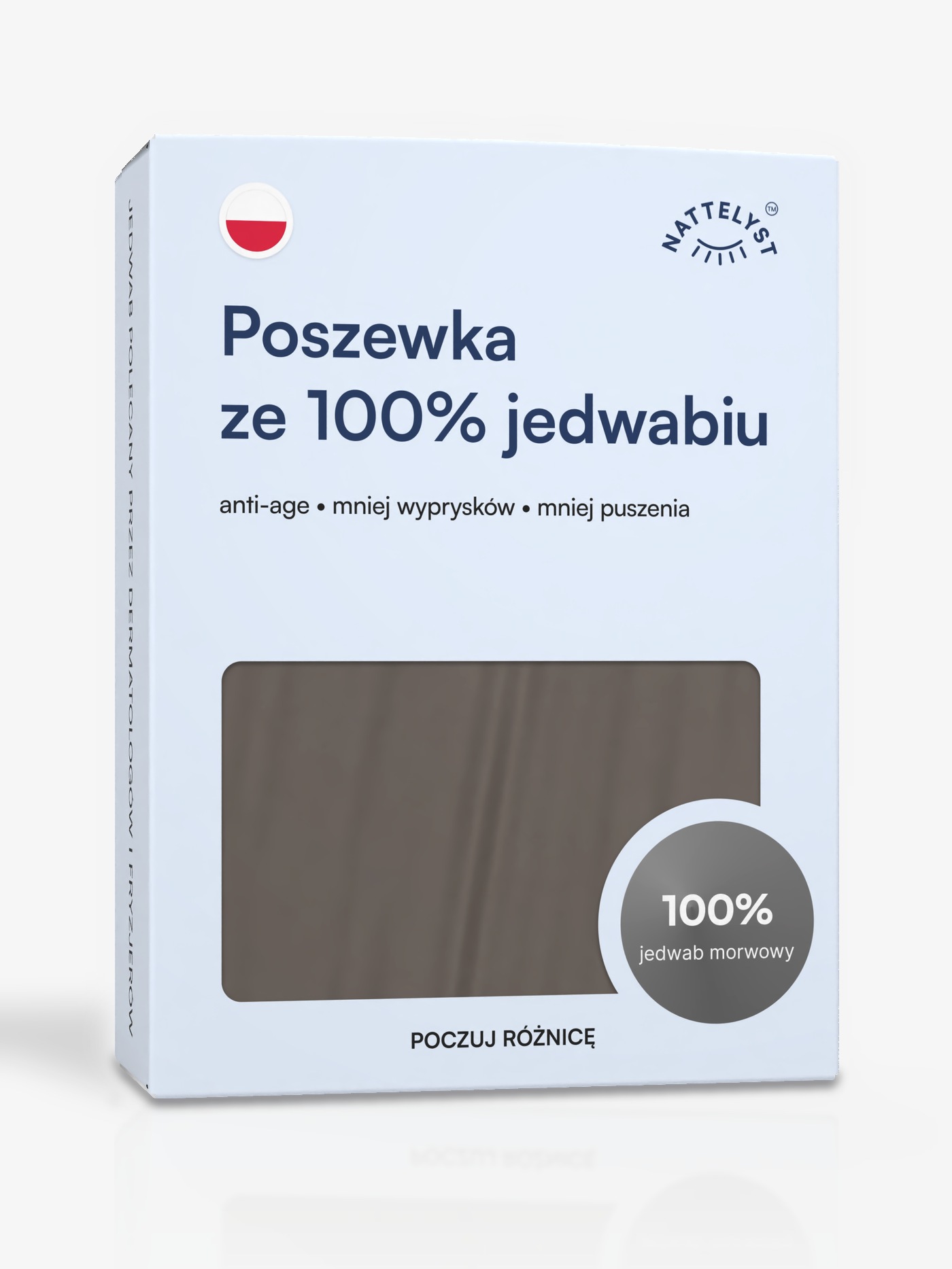 Poszewka ze 100% jedwabiu morwowego (OEKO-TEX) ciemnoszara