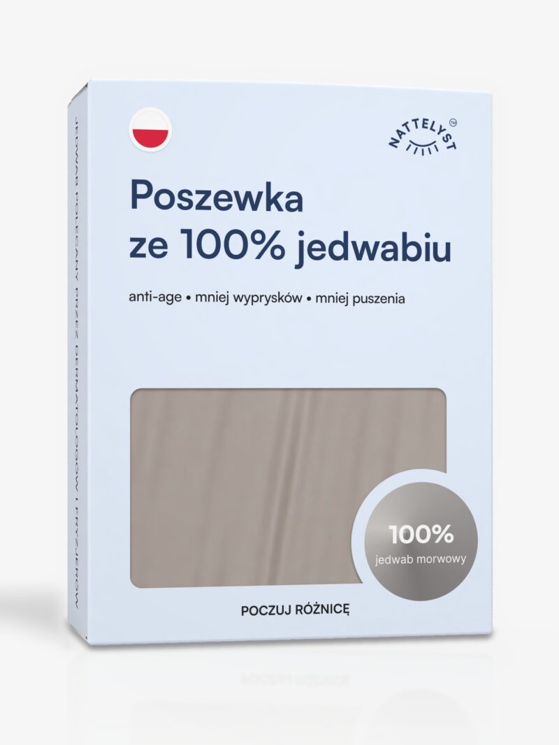 Poszewka ze 100% jedwabiu morwowego (OEKO-TEX) jasnoszara