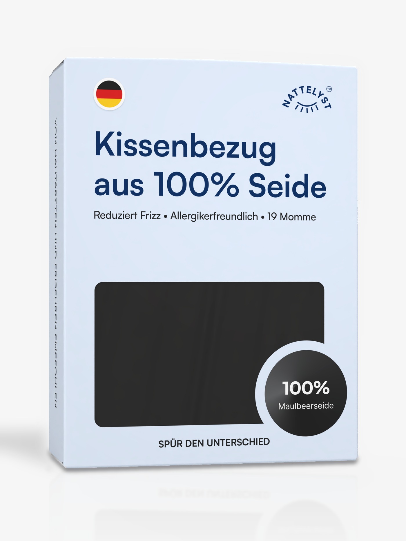 Kissenbezug aus 100 % Maulbeerseide (OEKO-TEX) Schwarz